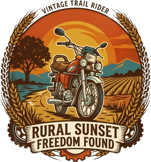 Motocykl Klasyczny Vintage Scrambler Zachód Słońca - nadruk