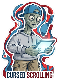 Kubek Cursed Scrolling Kosmita - Mem Śmieszna - nadruk