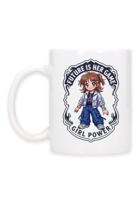 Kubek Girl Power Future Is Her Game - Nadruk Anime Girl, Y2K Aesthetic, Retro Futurism - PrintBaza