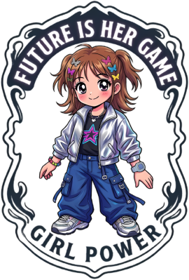 Kubek Girl Power Future Is Her Game - Nadruk Anime Girl, Y2K Aesthetic, Retro Futurism - nadruk