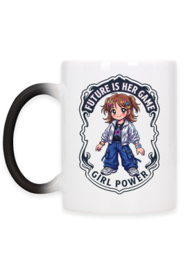 Kubek Girl Power Future Is Her Game - Nadruk Anime Girl, Y2K Aesthetic, Retro Futurism - PrintBaza