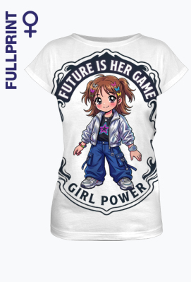Koszulka Girl Power Future Is Her Game - Nadruk Anime Girl, Y2K Aesthetic, Retro Futurism - PrintBaza