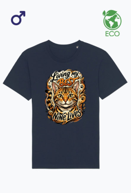 Koszulka Kot Bengalskie Dziewięć Żyć – Living My Best Nine Lives - PrintBaza