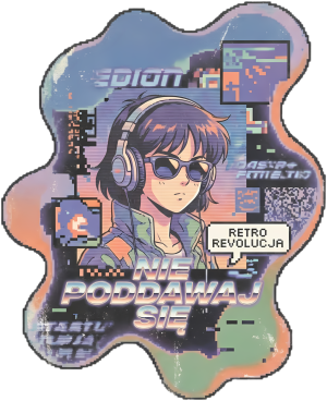 Bluza Retro Anime Cyberpunk – Nie Poddawaj Się | Glitch Vaporwave Otaku - nadruk