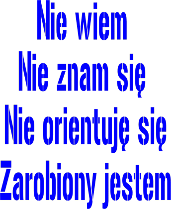 Nie wiem , nie znam się , nie orientuję się , zarobiony jestem