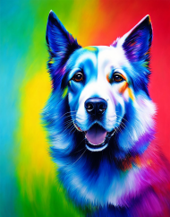 Nagnes -kolorowy pies malowany kolorowymi farbami