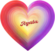 Magnes serce -Pastelowe serce z imieniem Agata