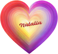 Magnes serce -Serce w pastelowych kolorach z imieniem Natalia