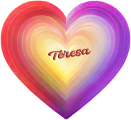 Magnes serce -Serce w pastelowych kolorach z imieniem Teresa