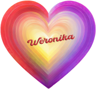 Magnes serce -Serce w pastelowych kolorach z imieniem Weronika
