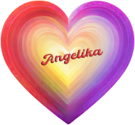 Magnes serce -Serce w pastelowych kolorach z imieniem Angelika