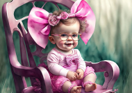 Plakat poziom-"Mała Różowa Słodka Uśmiechnięta dziewczynka"