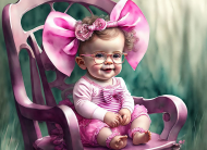 Obraz Canvas poziom-"Mała Różowa Słodka Uśmiechnięta dziewczynka"