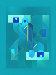 Canvas pionowy   -Współczesna abstrakcyjna geometria: wyrafinowany pokaz kształtów i kolorów w kolorze morskiego błękitu