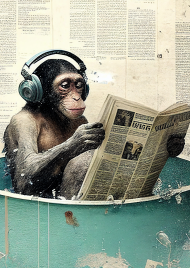 Plakat pionowy -Małpa w słuchawkach