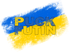 Kubek-Napis puck futin z flagą Ukrainy  w żółto niebieskich barwach