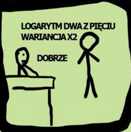 Logarytm dwa z pięciu wariancja x2