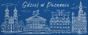 Niebieskie tło Kubek Poznań - nadruk
